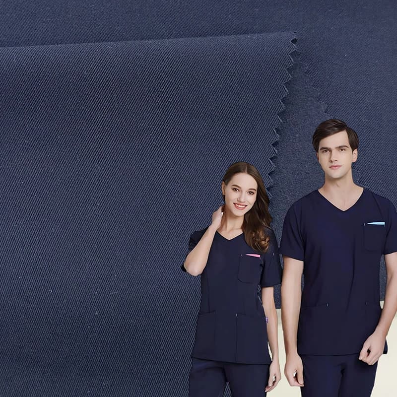 KMP-240446 navy stretch twill and scrub application